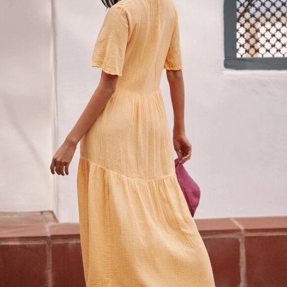 ANTHROPOLOGIE The Kallie Flowy Tiered Gauzy Maxi Dress Beach Cover-up - Picture 2 of 4